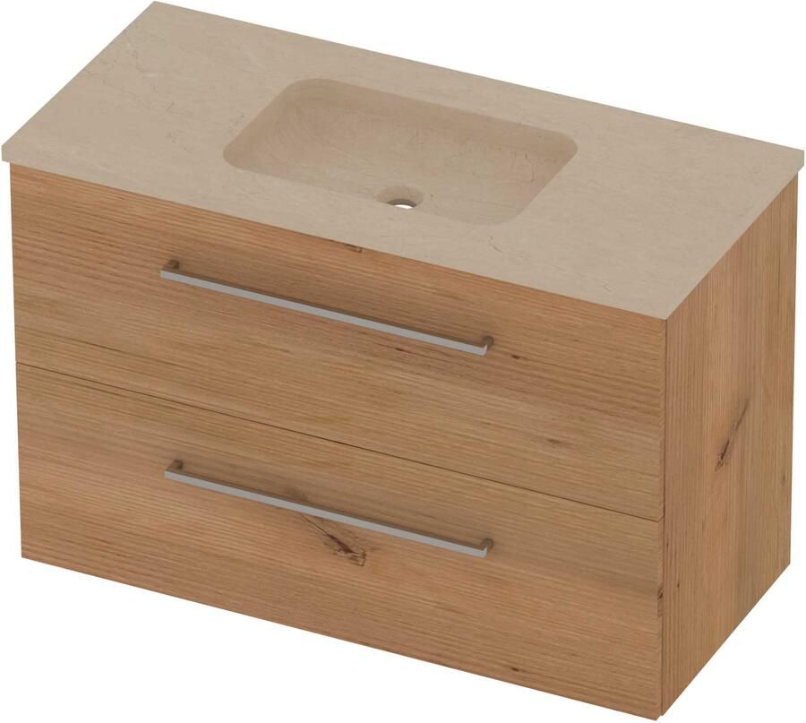 Basic-Line Rocky 46 Badmeubelset Hardsteen Midden 100x46x62 cm Whisky Oak Sand Stone