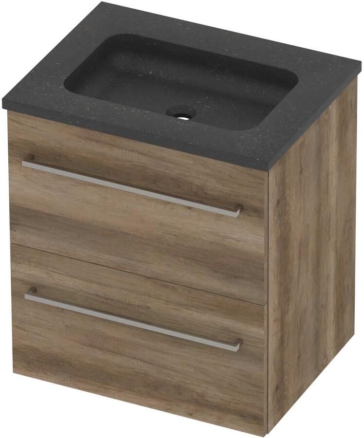 Basic-Line Rocky 46 Badmeubelset Hardsteen Midden 60x46x62 cm Scotch Oak Blue Stone
