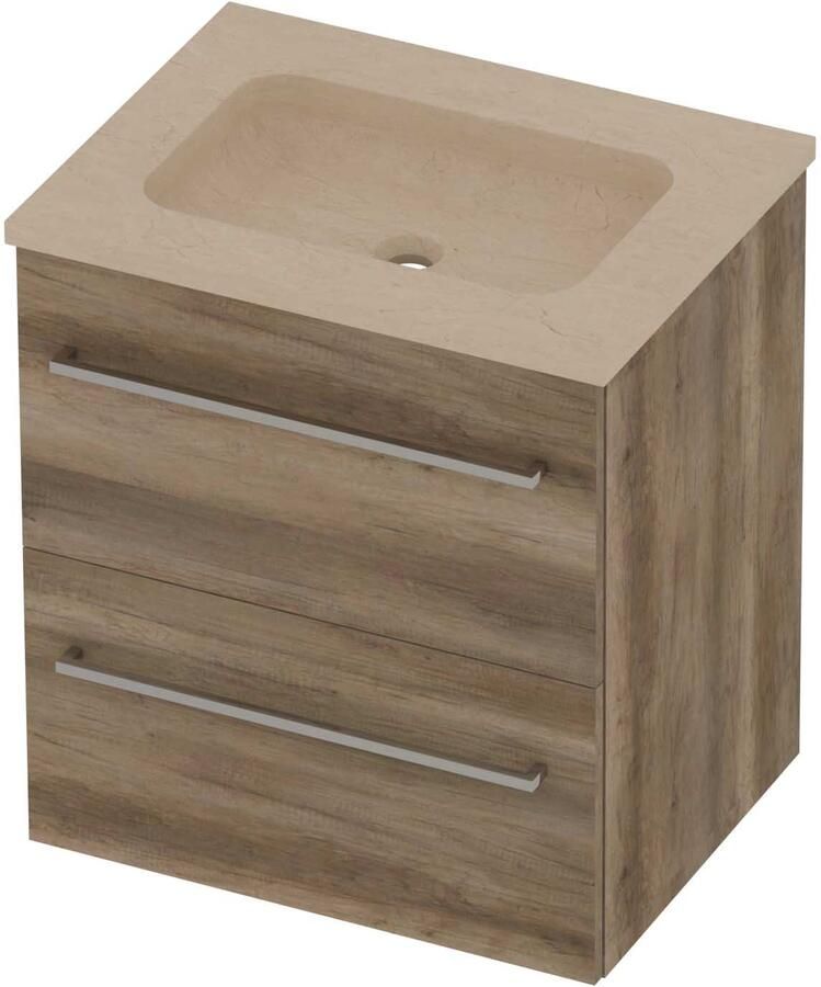 Basic-Line Rocky 46 Badmeubelset Hardsteen Midden 60x46x62 cm Scotch Oak Sand Stone