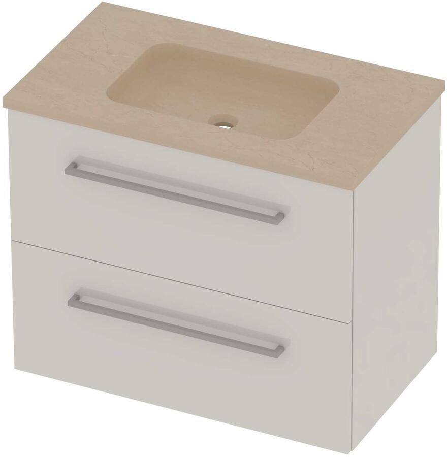 Basic-Line Rocky 46 Badmeubelset Hardsteen Midden 80x46x62 cm Ice White Sand Stone