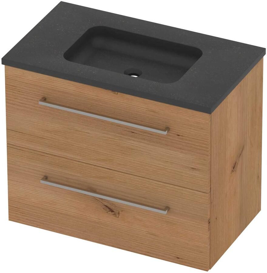 Basic-Line Rocky 46 Badmeubelset Hardsteen Midden 80x46x62 cm Whisky Oak Blue Stone