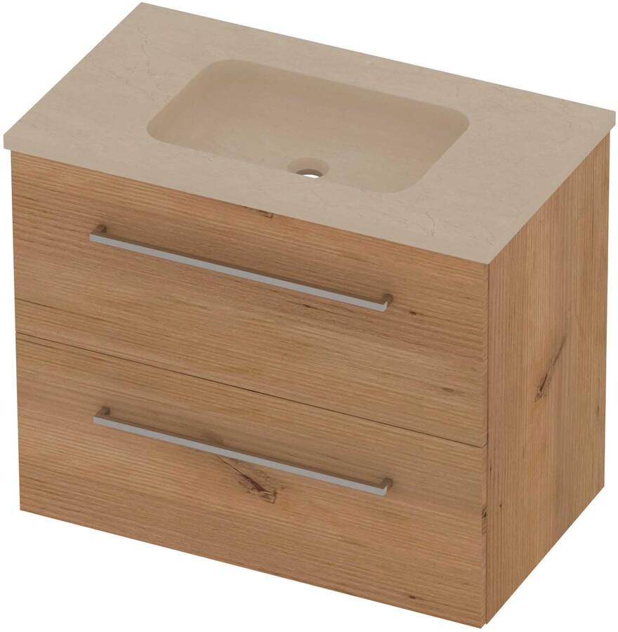 Basic-Line Rocky 46 Badmeubelset Hardsteen Midden 80x46x62 cm Whisky Oak Sand Stone