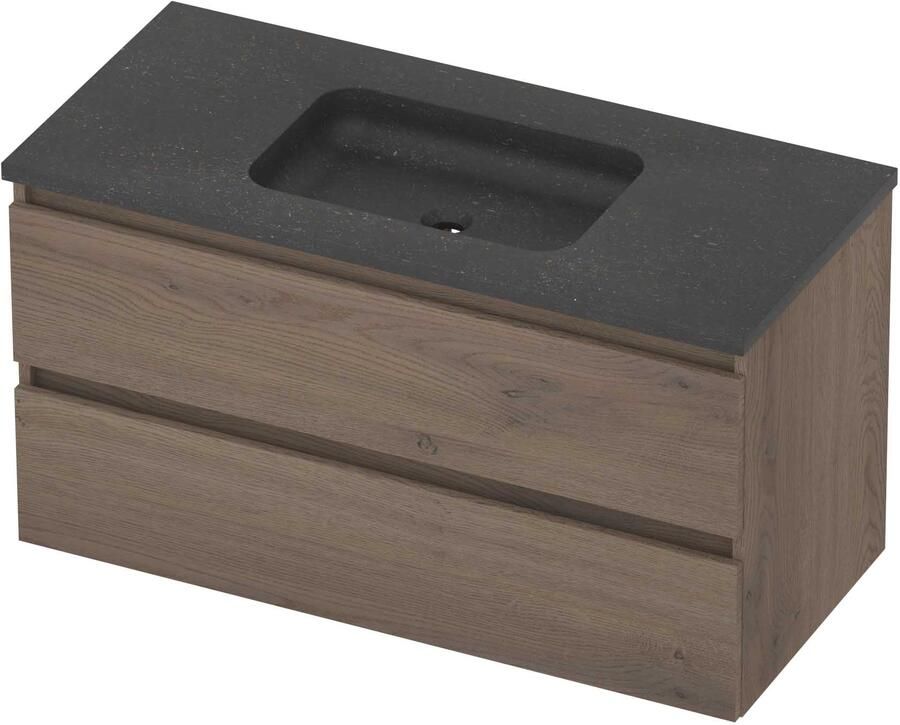 Basic-Line Rocky 46 Badmeubelset Hardsteen Zonder Kraangat 100x46x54 cm Dusk Oak Blue Stone