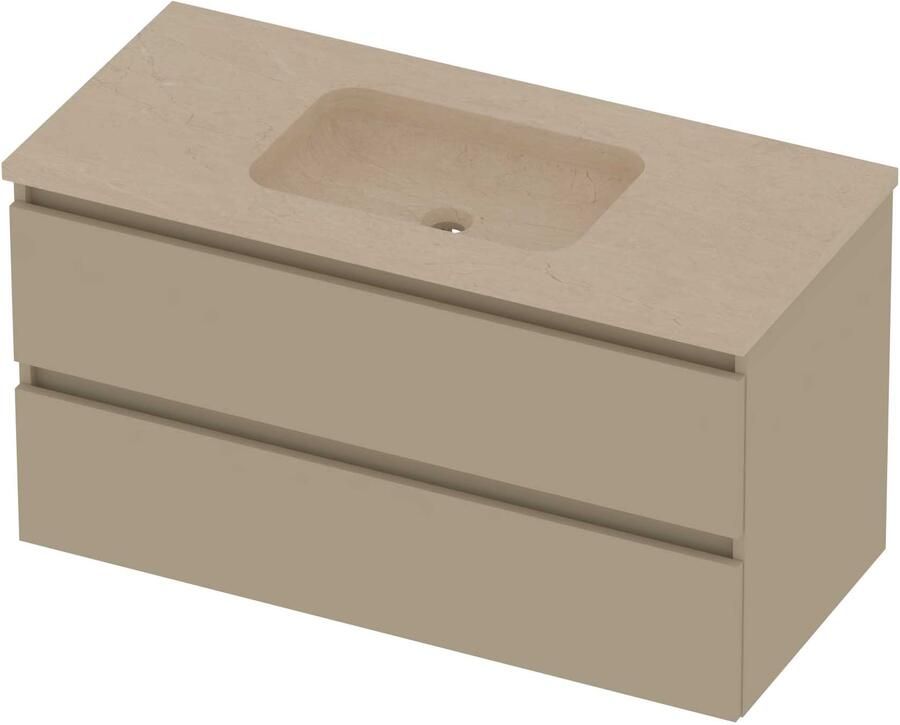 Basic-Line Rocky 46 Badmeubelset Hardsteen Zonder Kraangat 100x46x54 cm Mat Beige Sand Stone