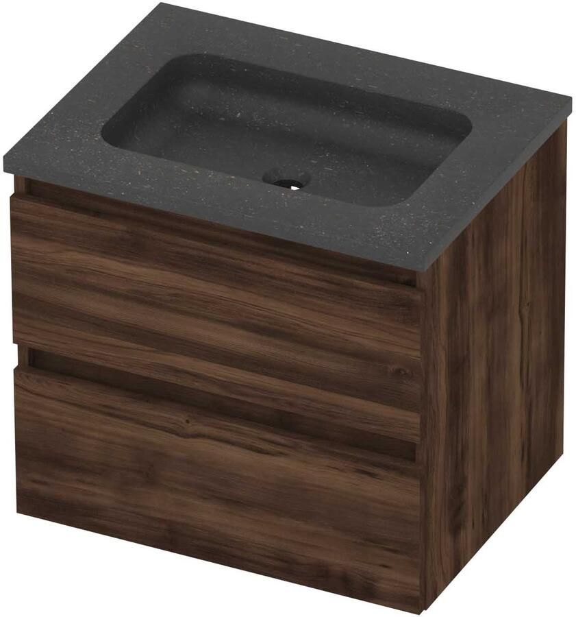 Basic-Line Rocky 46 Badmeubelset Hardsteen Zonder Kraangat 60x46x54 cm Barista Oak Blue Stone