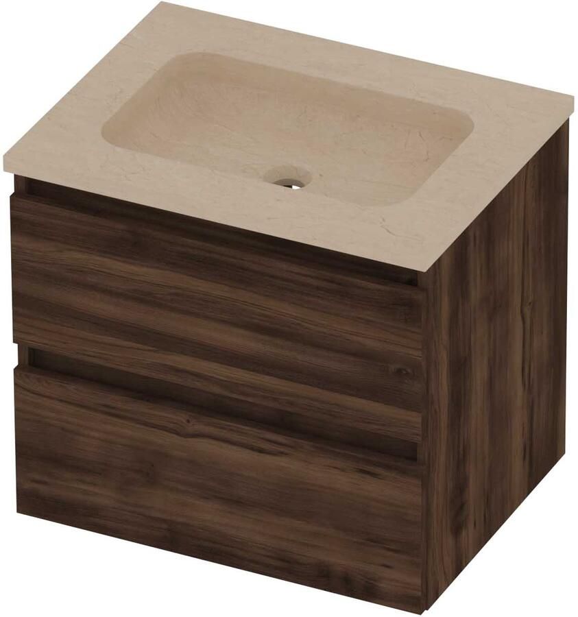 Basic-Line Rocky 46 Badmeubelset Hardsteen Zonder Kraangat 60x46x54 cm Barista Oak Sand Stone