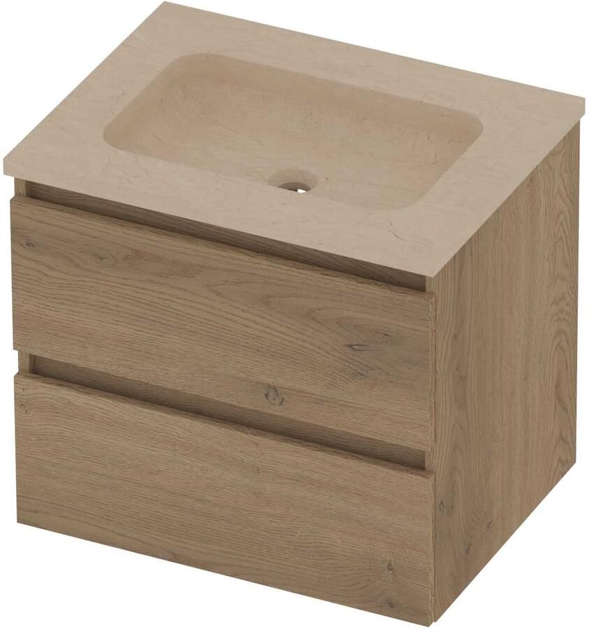 Basic-Line Rocky 46 Badmeubelset Hardsteen Zonder Kraangat 60x46x54 cm Pure Oak Sand Stone