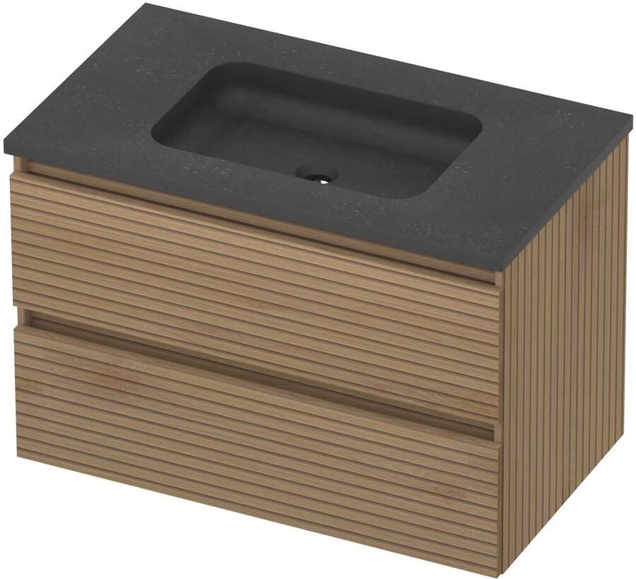 Basic-Line Rocky 46 Badmeubelset Hardsteen Zonder Kraangat 80x46x54 cm Lamello Oak Blue Stone