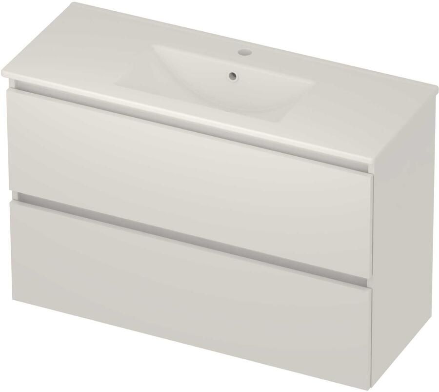 Basic-Line Score 39 Badmeubelset Porselein 1 Kraangat Greeploos 100x39x62 cm Ice White Glans Wit
