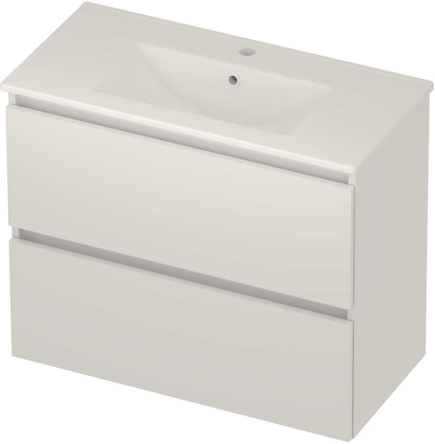 Basic-Line Score 39 Badmeubelset Porselein 1 Kraangat Greeploos 80x39x62 cm Ice White Glans Wit