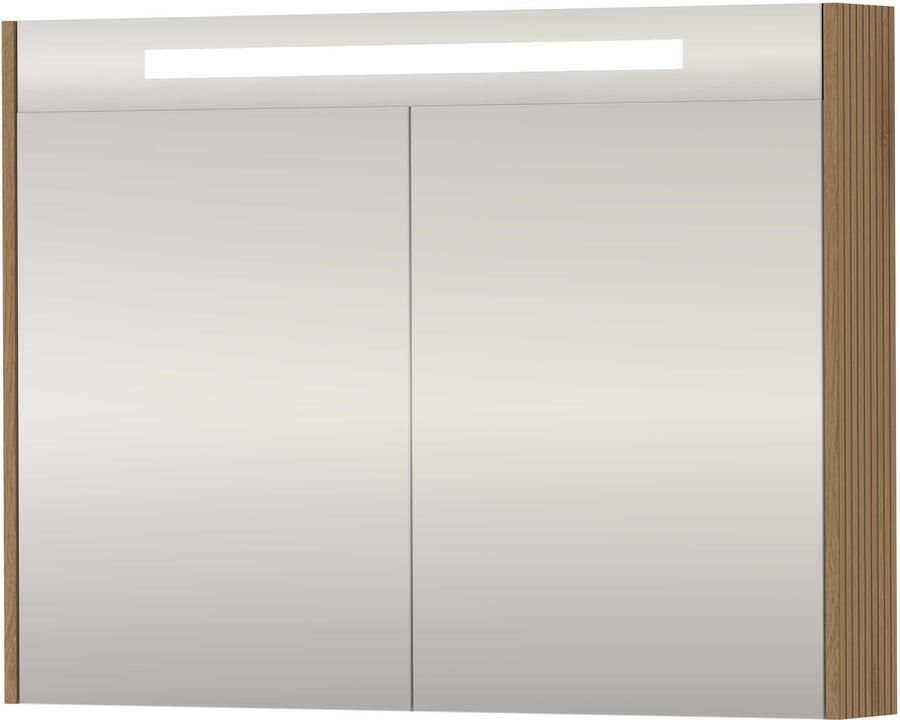 Basic-Line SPK Premium Spiegelkast LED 100x14x74 cm Lamello Oak