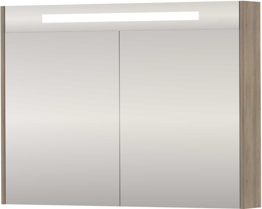 Basic-Line SPK Premium Spiegelkast LED 100x14x74 cm Scotch Oak