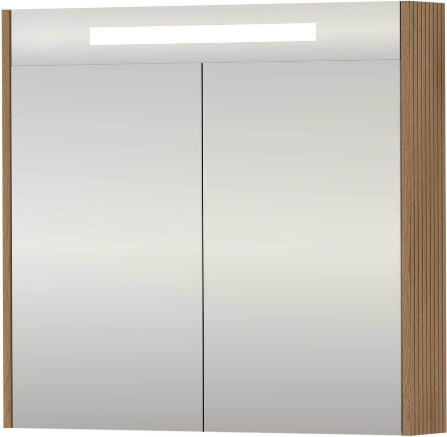 Basic-Line SPK Premium Spiegelkast LED 80x14x74 cm Lamello Oak