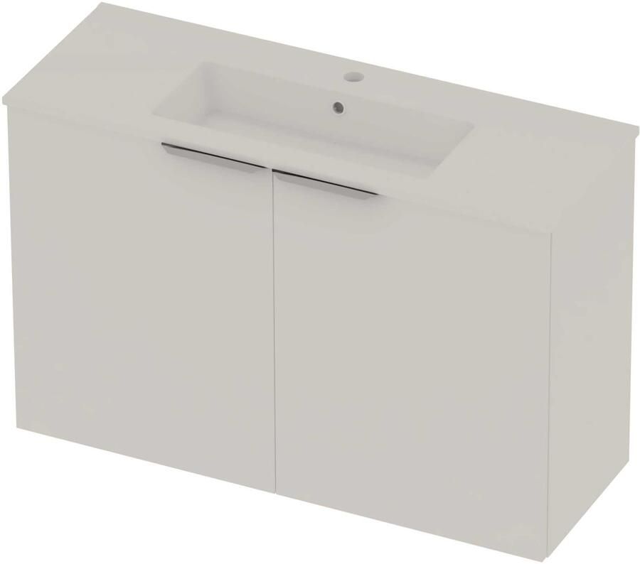 Basic-Line Tiny 36 Badmeubelset Porselein 1 Kraangat Voor Grepen 100x36x67 cm Mat White Glans Wit