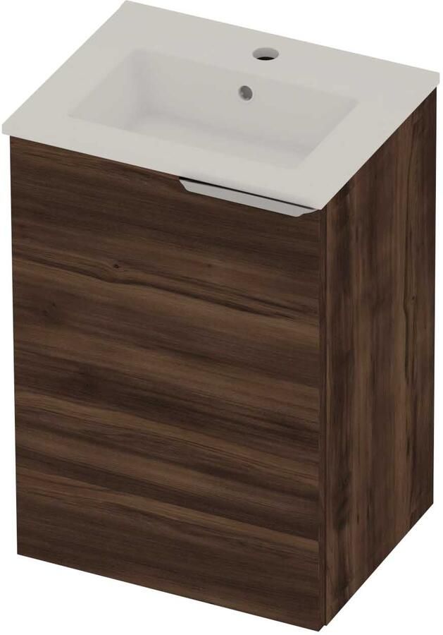 Basic-Line Tiny 36 Badmeubelset Porselein 1 Kraangat Voor Grepen 45x36x65 cm Barista Oak Glans Wit