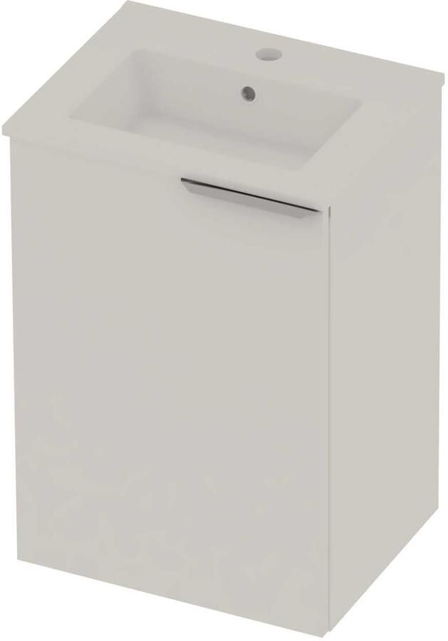 Basic-Line Tiny 36 Badmeubelset Porselein 1 Kraangat Voor Grepen 45x36x67 cm Mat White Glans Wit