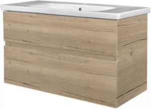 Best Design Badkamermeubel Quick 2 Laden Greeploos 100 cm Eiken Met Wastafel
