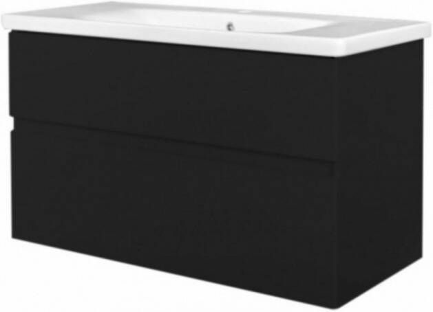 Best Design Quick Black Greeploos meubel onderkast en wastafel 100 cm mat zwart 4007350