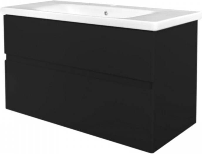 Best Design Quick Black Greeploos meubel onderkast en wastafel 80 cm mat zwart 4007340