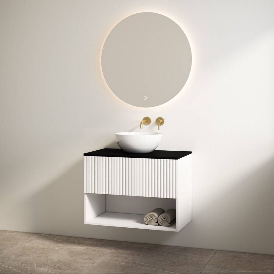 Best Design Badmeubelset Rigatti 78 cm Mat Wit + Mat Zwart Blad