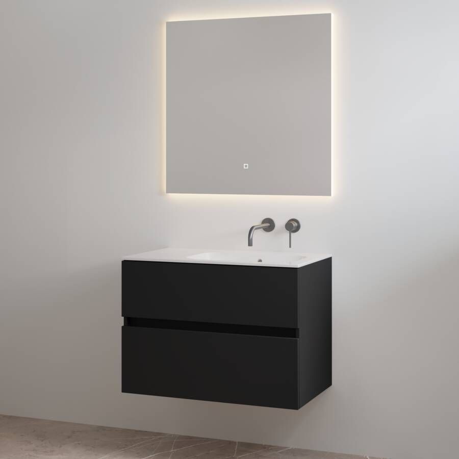 Best Design Badmeubelset zonder Kraangat Splash 80 cm Mat Zwart