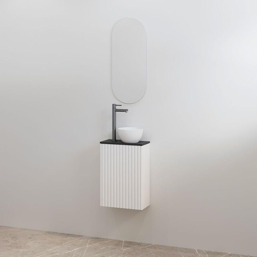 Best Design Toiletmeubelset Best-Design Mali Mat Wit Onderkast + Mat Zwart Meubelblad