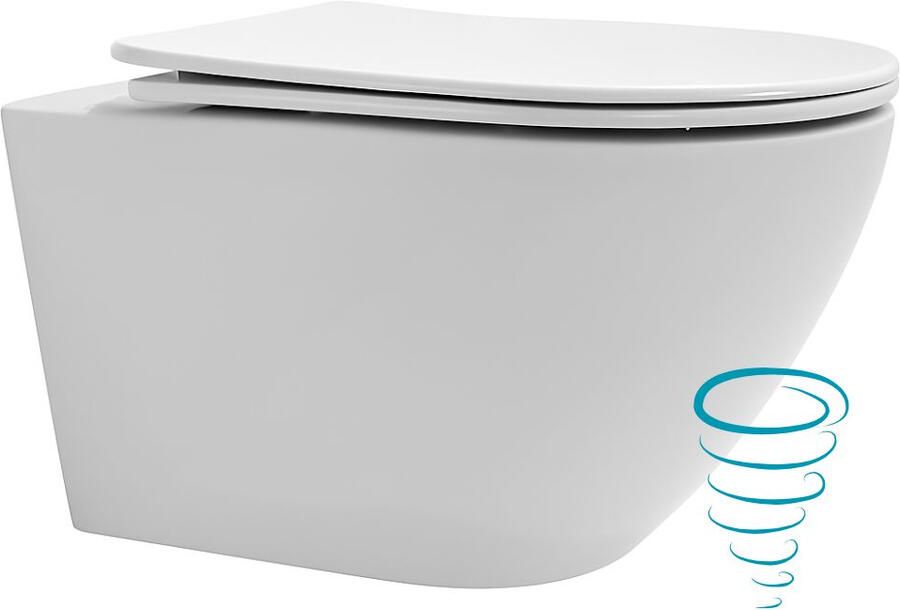 Best Design Wandcloset incl. Zitting en Tornado Flush Best-Design Dance Glans Wit