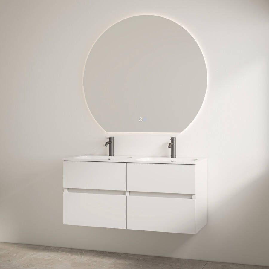 Best Design Duo Wastafel 2 Kraangaten met Onderkast Bora 120 cm Glans Wit