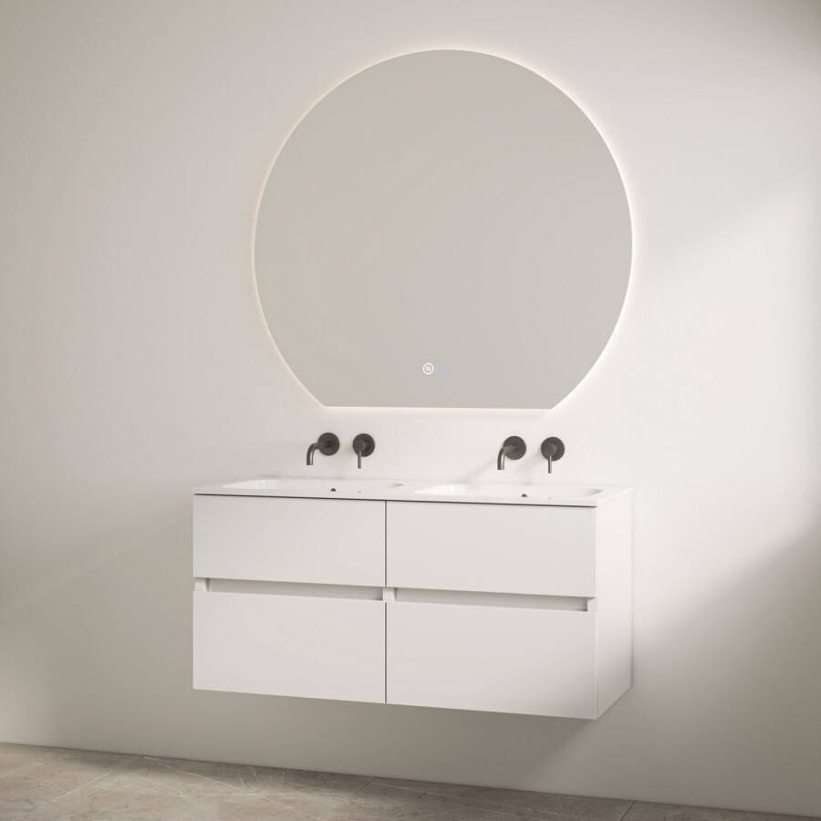 Best Design Duo Wastafel zonder Kraangaten met Onderkast Bora 120 cm Glans Wit