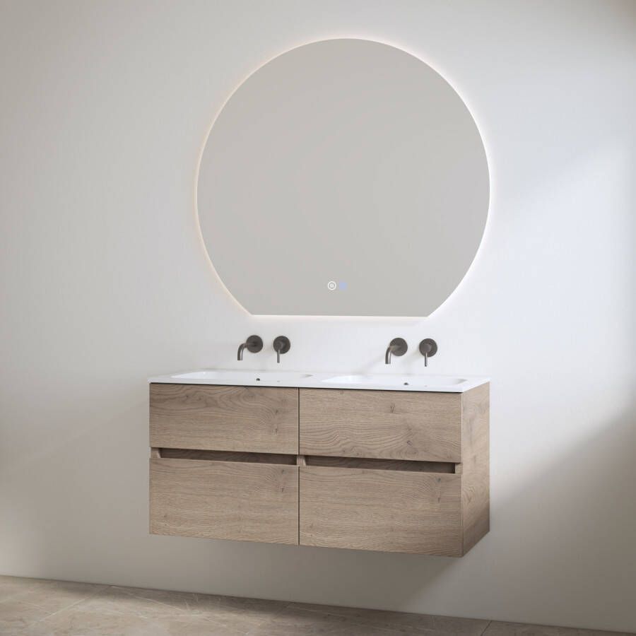 Best Design Duo Wastafel zonder Kraangaten met Onderkast Bora 120 cm Hout
