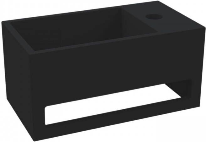 Best Design Fontein Mona-Black 33x18x16 cm incl. Handdoekhouder Rechts Solid Surface Mat Zwart