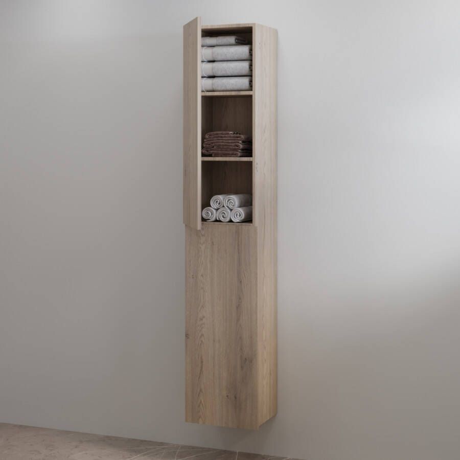 Best Design Hoge Kolomkast Blanco 35x180 cm Hout Bruin