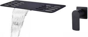 Best Design A line inbouwkraan waterval planchet met wandmengkraan zwart mat 4012240
