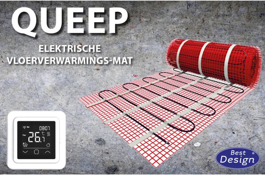 Best Design queep elektrische vloerverwarmingsmat 15.0 m2 set digitale WiFi thermostaat 4002320