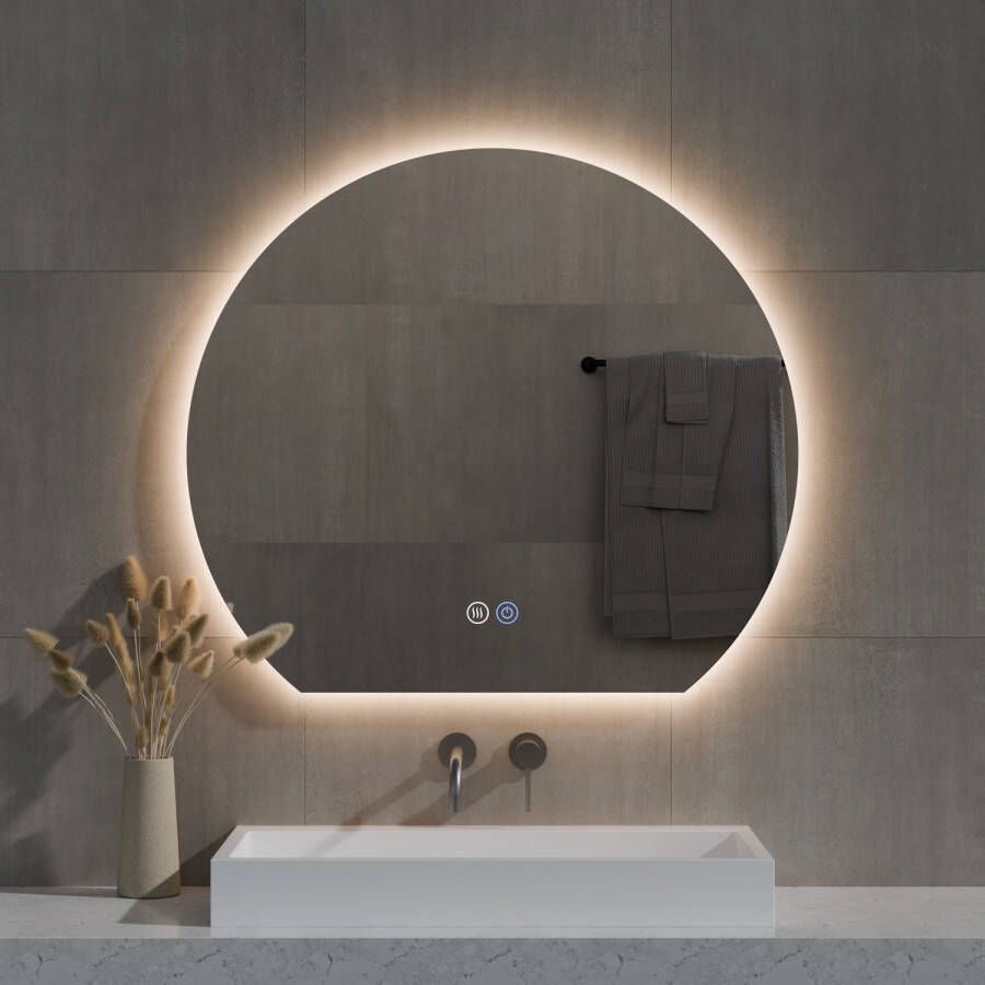 Best Design Spiegel Sunset Half Rond 100x89 cm Incl. Verwarming 3 Kleuren Dimbare LED Verlichting