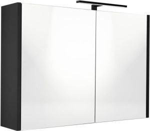 Best Design Halifax spiegelkast 100x60cm met opbouwverlichting MDF zwart mat 4014690