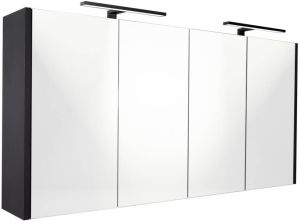 Best Design Halifax spiegelkast 120x60cm met opbouwverlichting MDF zwart mat 4014700