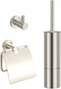 Best Design Luxe-Ore toilet accessoireset 3-delig met toiletborstelhouder toiletrolhouder en handdoekhaak geborsteld RVS 4011980