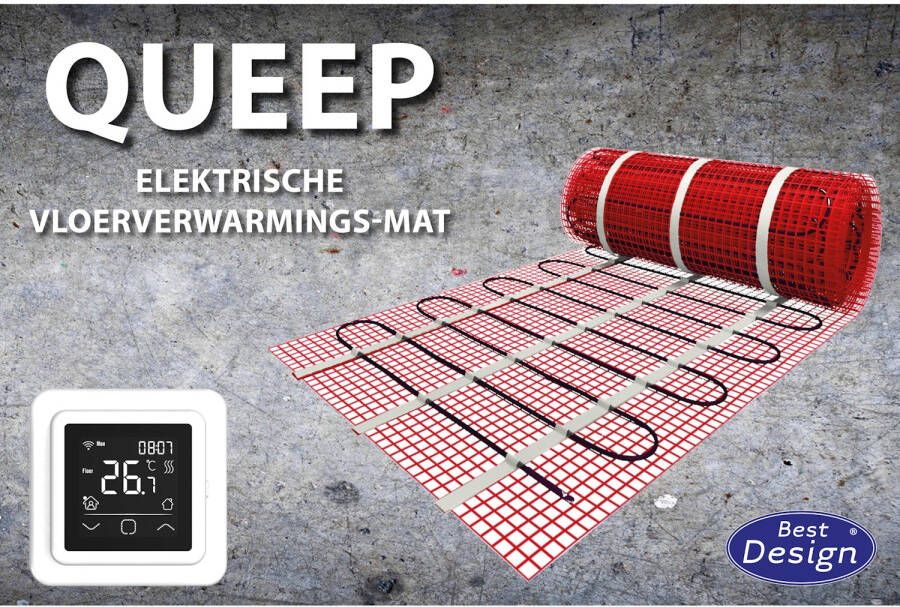 Best Design queep elektrische vloerverwarmingsmat 10.0 m2 set digitale WiFi thermostaat 4002300