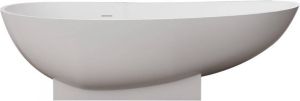 Douche Concurrent Ligbad Vrijstaand Earth Ovaal 84x180x56cm Solid Surface Mat Wit met Badwaste en Overloop