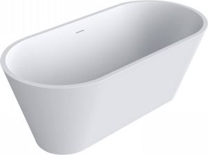 Douche Concurrent Ligbad Vrijstaand Mooi Ovaal 80x170x60cm Solid Surface Mat Wit met Badwaste en Overloop