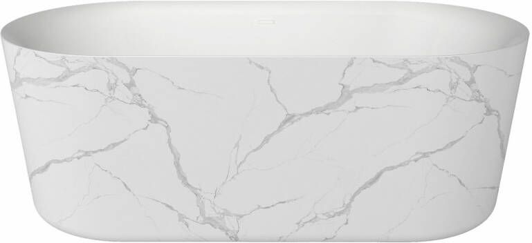 Best Design Vrijstaand Ligbad Bianco Marble 179x85x60cm Mat Marmerlook Wit Incl. Waste