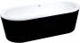 Douche Concurrent Ligbad Vrijstaand Black White Ovaal 80x178x55cm Glasvezelversterkt Hoogwaardig Acryl Glans Zwart Wit met Badwaste en Overloop - Thumbnail 1
