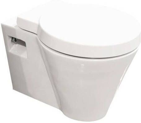 Douche Concurrent Toiletpot Hangend Hanes 53x39 5x33 5cm Wandcloset Keramiek Diepspoel Nano Coating EasyClean Glans Wit met Softclose Toiletbril