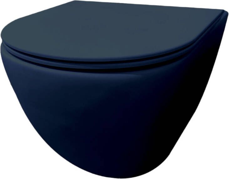Best Design morrano-49-zonder-spoelrand wandcloset blinde bevestiging incl. zitting mat-donkerblauw mat 4016580