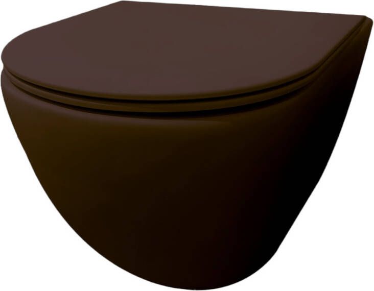 Best Design morrano-49-zonder-spoelrand wandcloset blinde bevestiging incl. zitting mat-donkerbruin mat 4016590