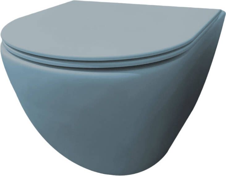 Best Design morrano-49-zonder-spoelrand wandcloset blinde bevestiging incl. zitting mat-lichtblauw mat 4016770
