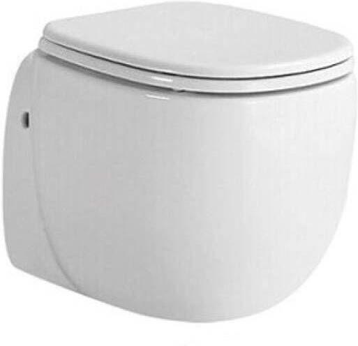 Douche Concurrent Toiletpot Hangend Quali 50x35x38cm Wandcloset Keramiek Diepspoel Nano Coating EasyClean Glans Wit met Softclose Toiletbril