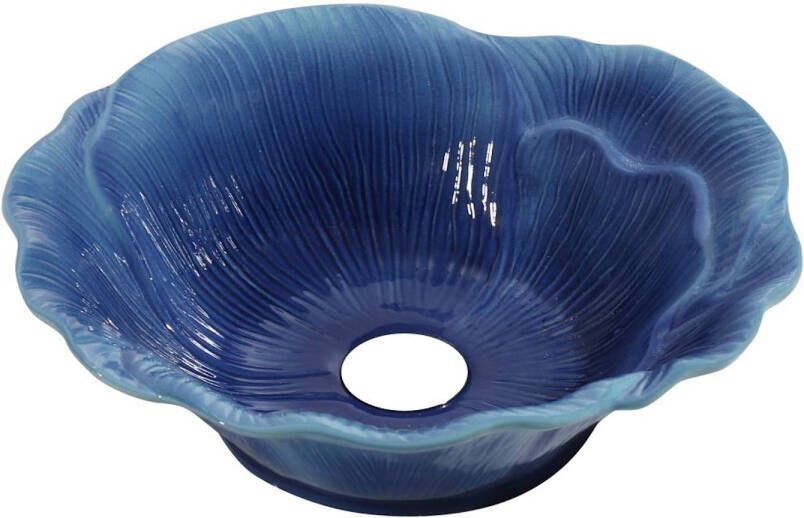 Best Design Waskom Flower 40 cm Keramiek Glanzend Blauw