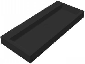 Douche Concurrent Wastafel Hangend Nero Opera 100 Rechthoek 100x42x10cm Solid Surface Mat Zwart